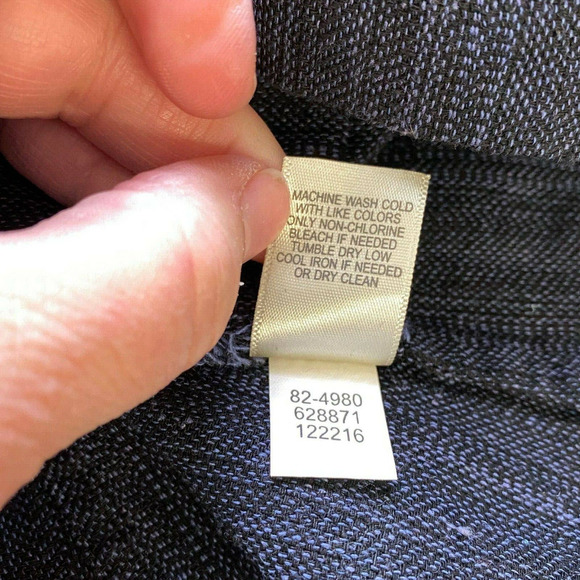 J Jill Blue Black Linen Rayon Lightweight "Fringe" Trim Blazer Career Sz 16‎ - Picture 5 of 5